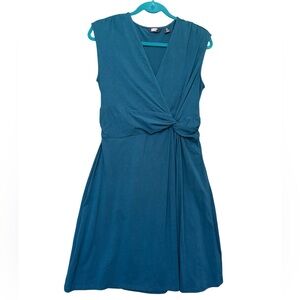 Lands' End Teal Blue Sleeveless Cotton Modal Blend Casual Dress Size Medium